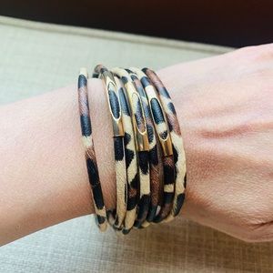 Leopard Long necklace&magnetic closure bracelet